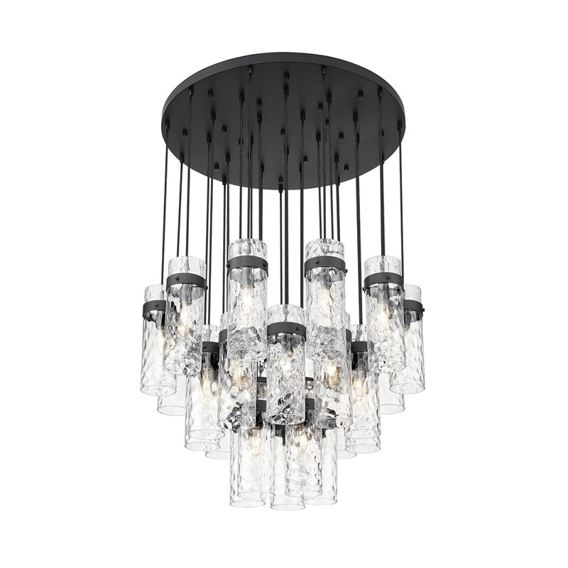 Z-Lite Fontaine 27Lt 39.5" Chandelier, Matte Black/Clear Water - 7002P5-27R-MB
