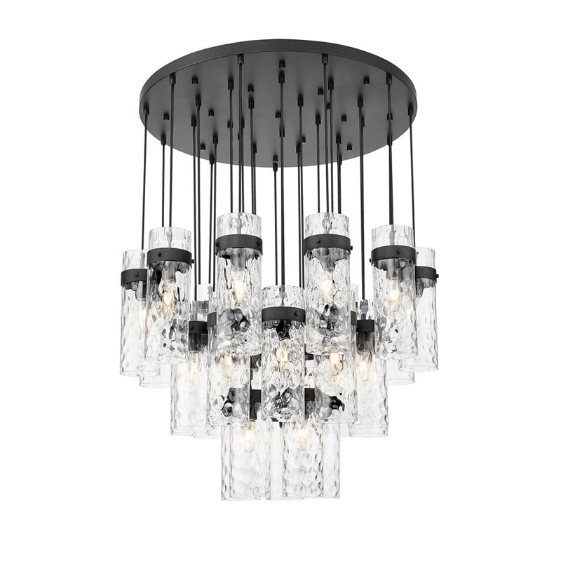 Z-Lite Fontaine 27 Light 39.5" Chandelier, Matte Black/Clear Water