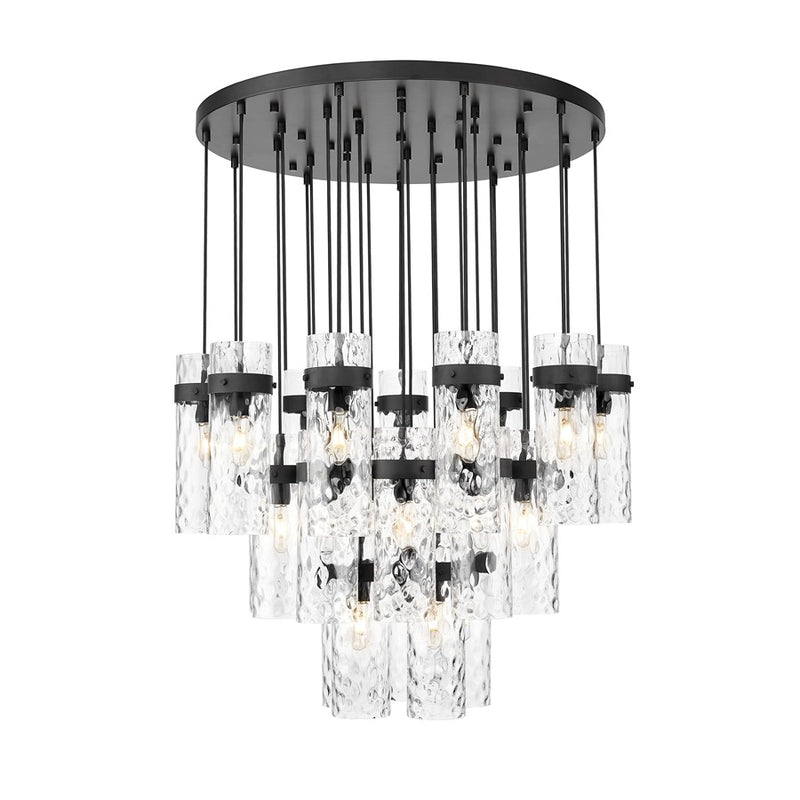 Z-Lite Fontaine 27 Light 39.5" Chandelier, Matte Black/Clear Water