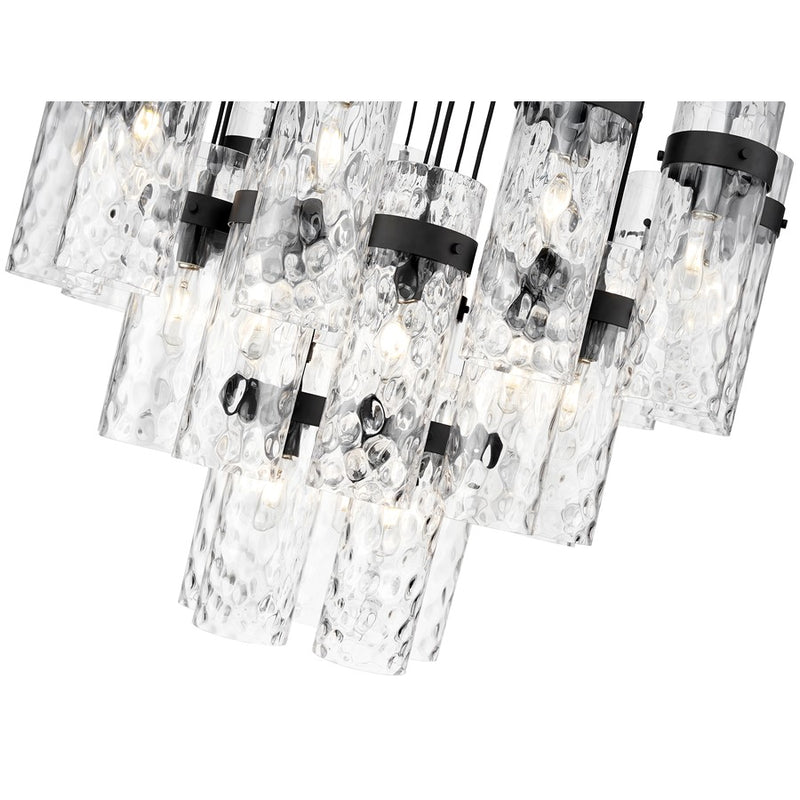 Z-Lite Fontaine 27Lt 39.5" Chandelier, Matte Black/Clear Water