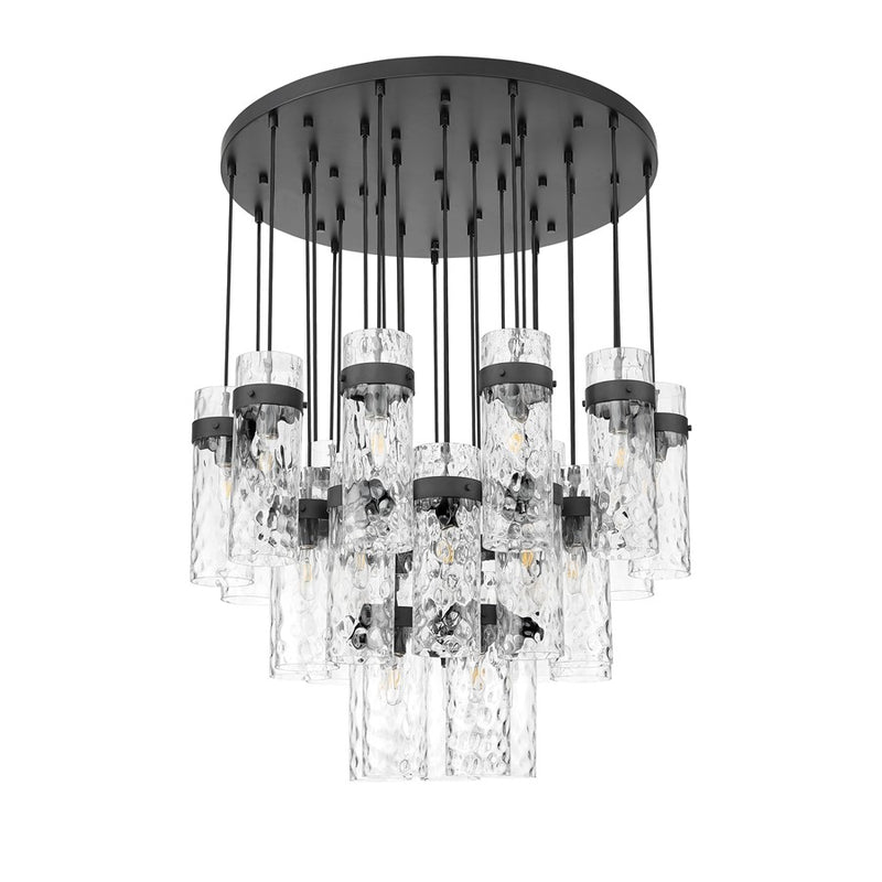 Z-Lite Fontaine 27 Light 39.5" Chandelier, Matte Black/Clear Water