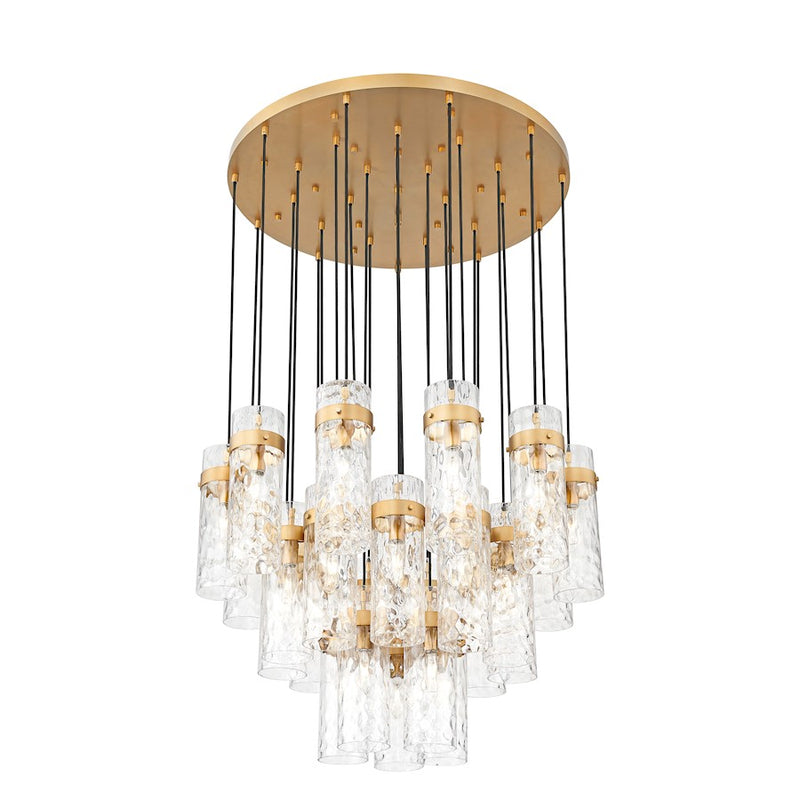 Z-Lite Fontaine 27 Light 39.5" Chandelier, Rubbed Brass/Clear Water - 7002P5-27R-RB