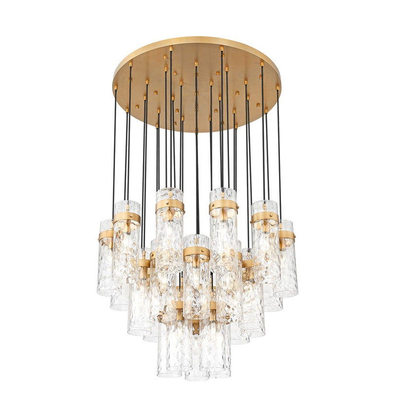 Z-Lite Fontaine 27Lt 39.5" Chandelier, Rubbed Brass/Clear Water - 7002P5-27R-RB