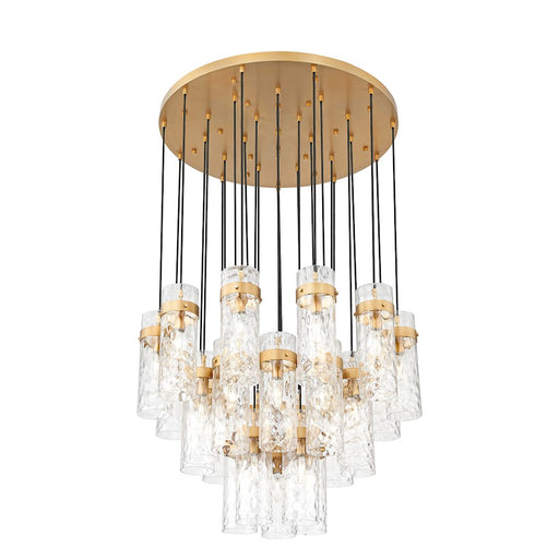 Z-Lite Fontaine 27 Light 39.5" Chandelier, Rubbed Brass/Clear Water - 7002P5-27R-RB