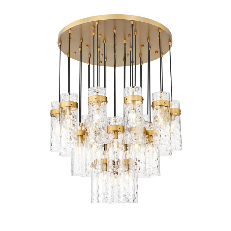 Z-Lite Fontaine 27 Light 39.5" Chandelier, Rubbed Brass/Clear Water