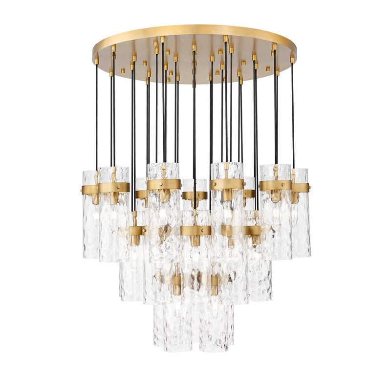 Z-Lite Fontaine 27 Light 39.5" Chandelier, Rubbed Brass/Clear Water