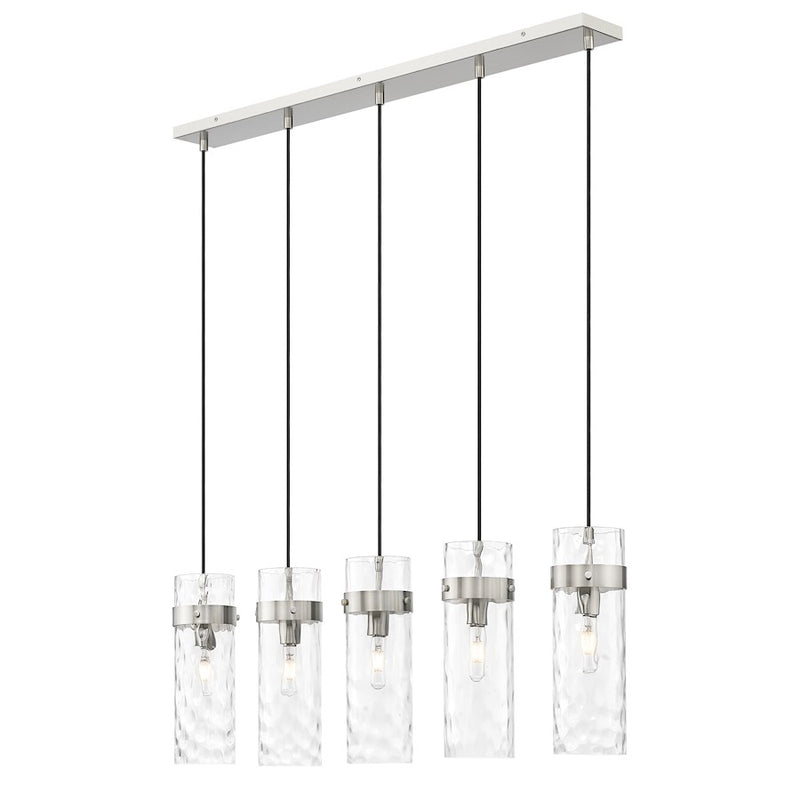 Z-Lite Fontaine 5 Light 44.25" Linear Chandelier, Nickel/Clear Water - 7002P5-5L-BN