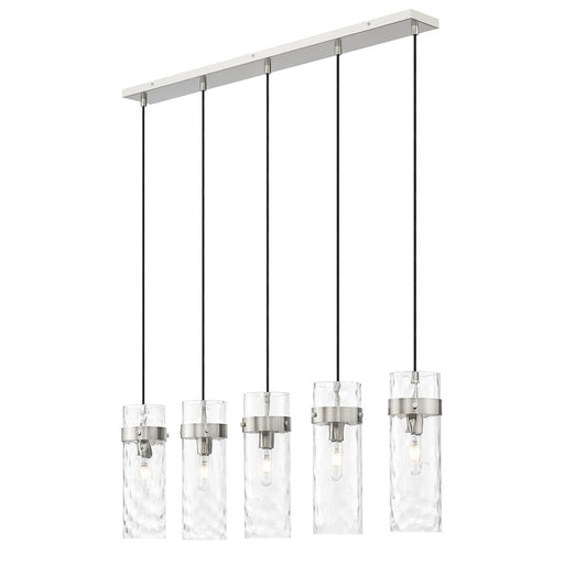 Z-Lite Fontaine 5 Light 44.25" Linear Chandelier, Nickel/Clear Water - 7002P5-5L-BN