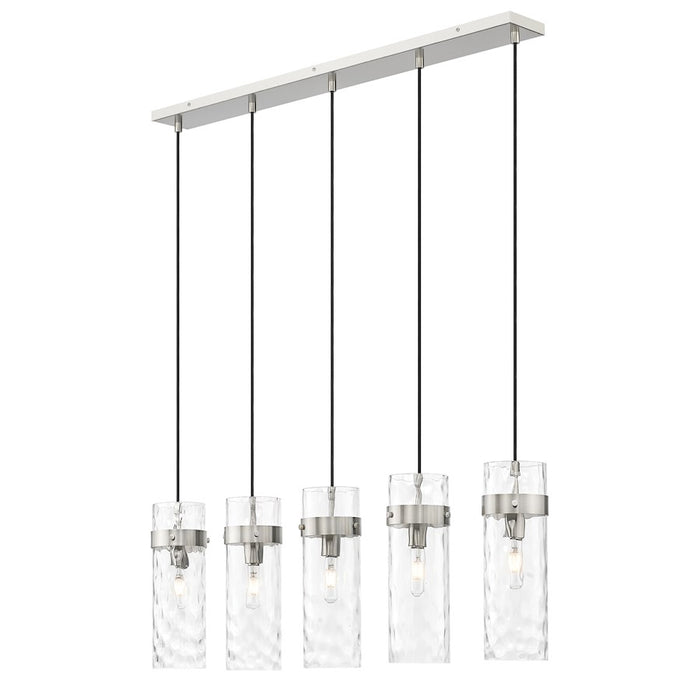 Z-Lite Fontaine 5 Light 44.25" Linear Chandelier, Nickel/Clear Water - 7002P5-5L-BN
