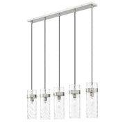 Z-Lite Fontaine 5Lt 44.25" Linear Chandelier, Nickel/Clear Water - 7002P5-5L-BN
