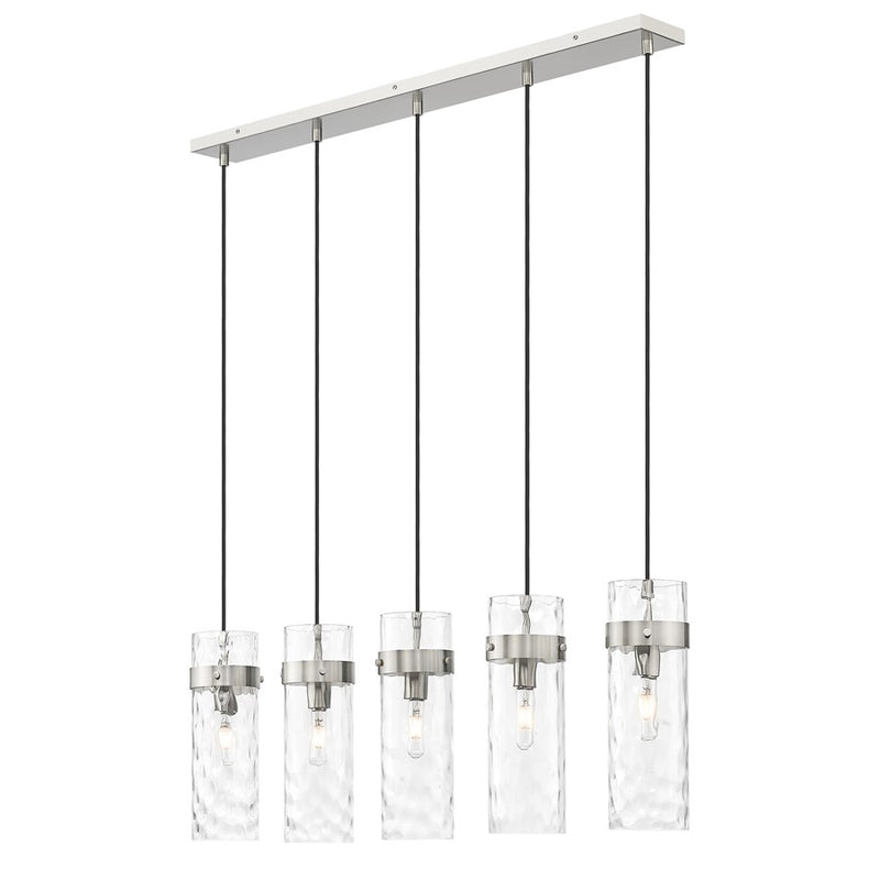 Z-Lite Fontaine 5Lt 44.25" Linear Chandelier, Nickel/Clear Water - 7002P5-5L-BN