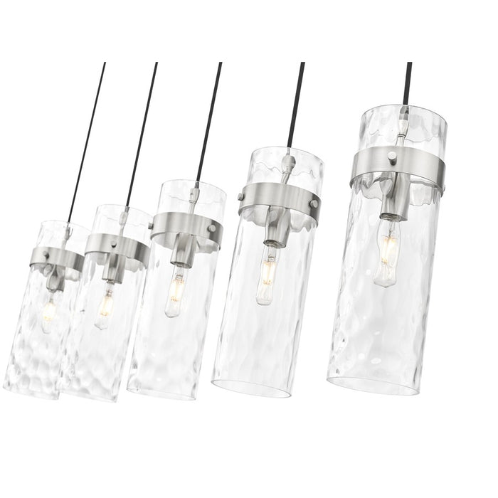 Z-Lite Fontaine 5 Light 44.25" Linear Chandelier, Nickel/Clear Water