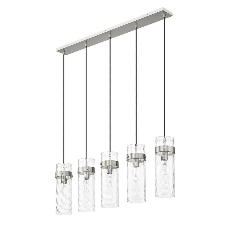 Z-Lite Fontaine 5 Light 44.25" Linear Chandelier, Nickel/Clear Water