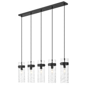 Z-Lite Fontaine 5Lt 44.25" Linear Chandelier, Black/Clear Water - 7002P5-5L-MB