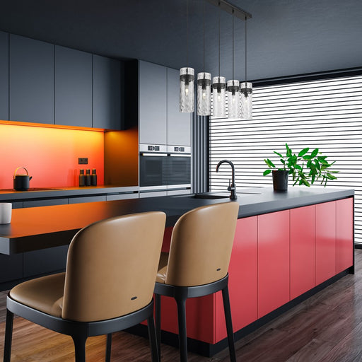 Z-Lite Fontaine 5Lt 44.25" Linear Chandelier, Black/Clear Water