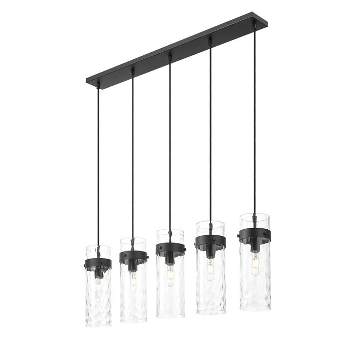 Z-Lite Fontaine 5 Light 44.25" Linear Chandelier, Black/Clear Water