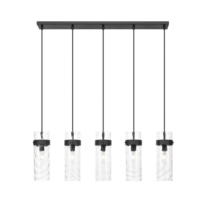 Z-Lite Fontaine 5 Light 44.25" Linear Chandelier, Black/Clear Water