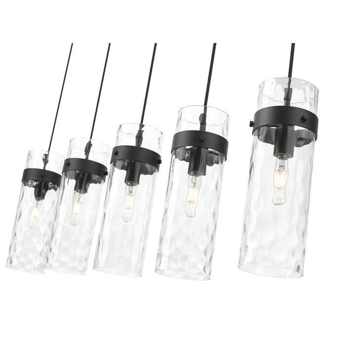 Z-Lite Fontaine 5 Light 44.25" Linear Chandelier, Black/Clear Water