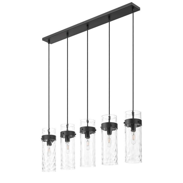 Z-Lite Fontaine 5 Light 44.25" Linear Chandelier, Black/Clear Water