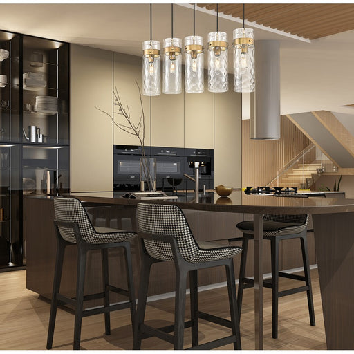 Z-Lite Fontaine 5Lt 44.25" Linear Chandelier, Brass/Clear Water