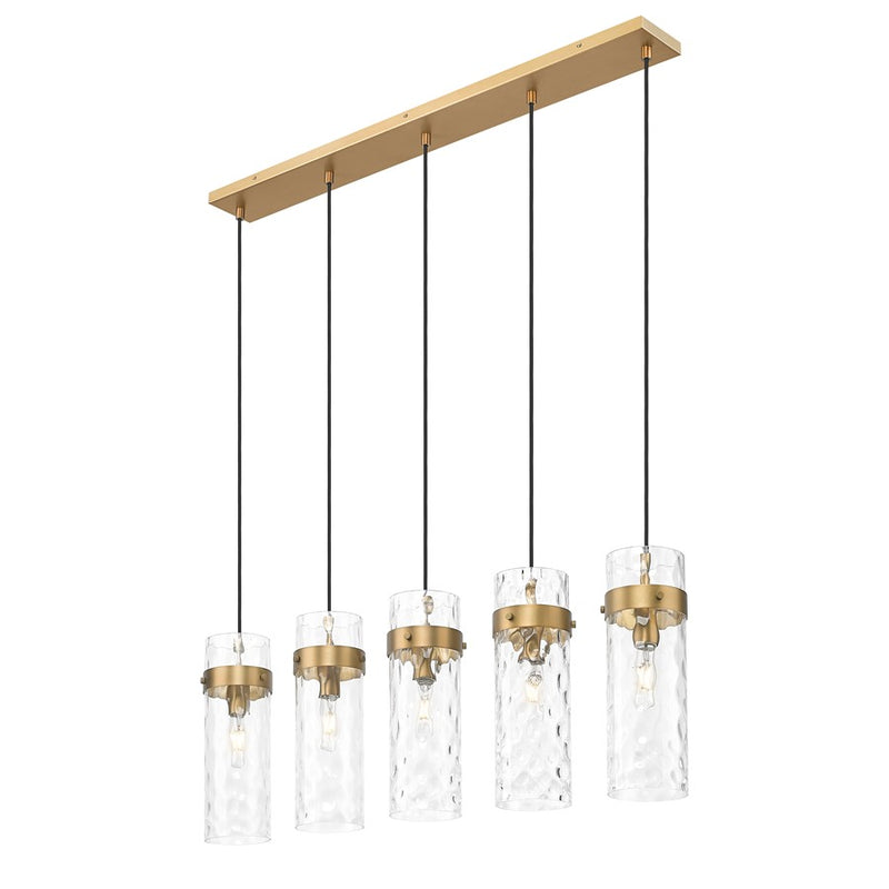Z-Lite Fontaine 5Lt 44.25" Linear Chandelier, Brass/Clear Water