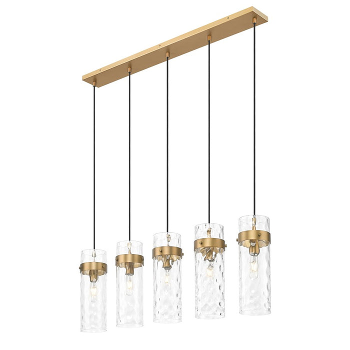 Z-Lite Fontaine 5Lt 44.25" Linear Chandelier, Brass/Clear Water