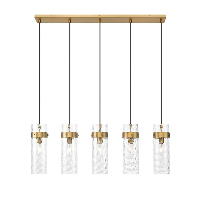 Z-Lite Fontaine 5Lt 44.25" Linear Chandelier, Brass/Clear Water