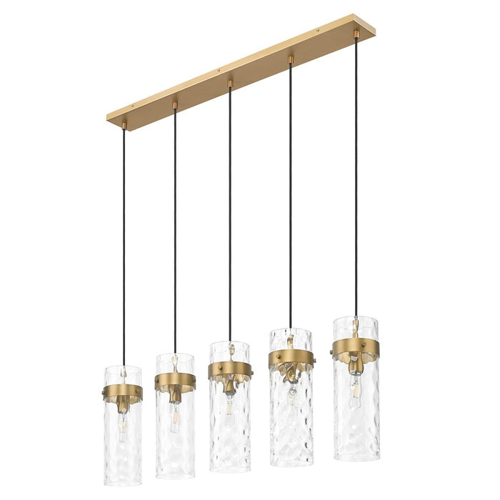 Z-Lite Fontaine 5 Light 44.25" Linear Chandelier, Brass/Clear Water