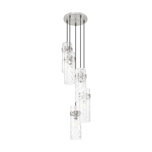 Z-Lite Fontaine 5Lt 14.5" Chandelier, Brushed Nickel/Clear Water - 7002P5-5R-BN