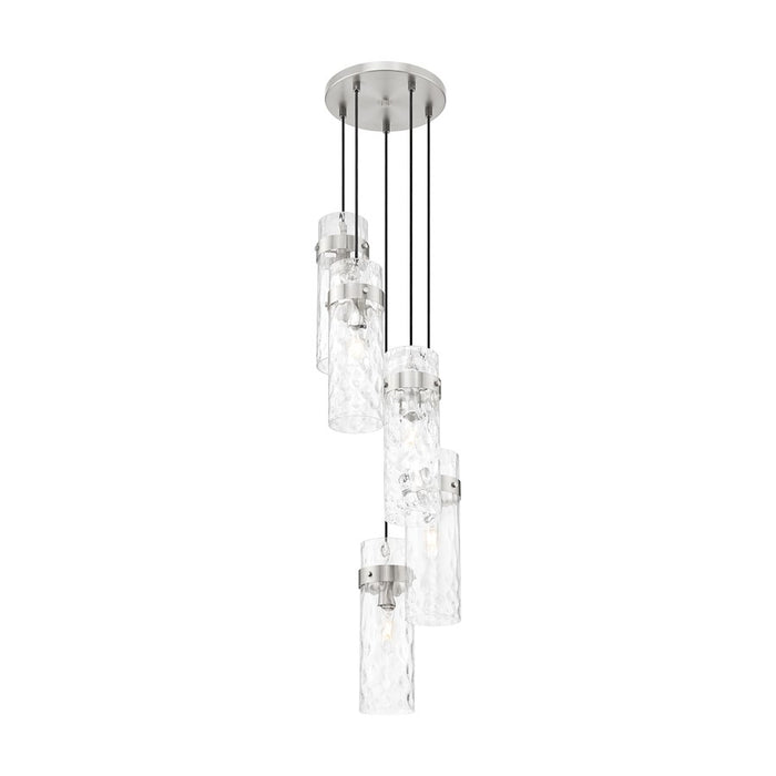 Z-Lite Fontaine 5 Light 14.5" Chandelier, Brushed Nickel/Clear Water - 7002P5-5R-BN