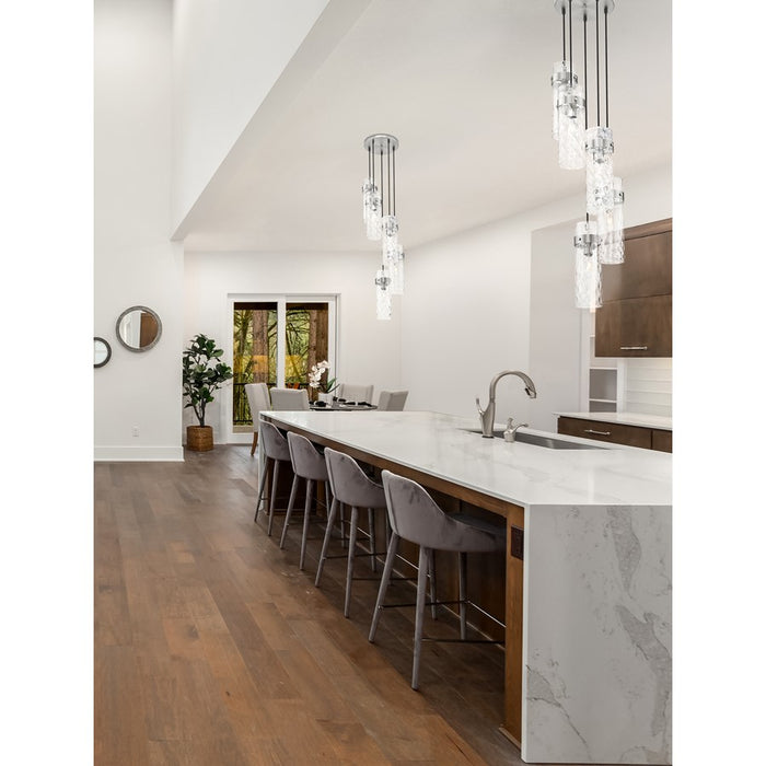 Z-Lite Fontaine 5 Light 14.5" Chandelier, Brushed Nickel/Clear Water