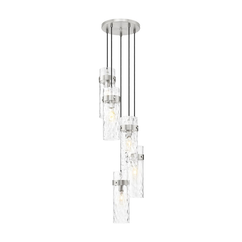 Z-Lite Fontaine 5 Light 14.5" Chandelier, Brushed Nickel/Clear Water