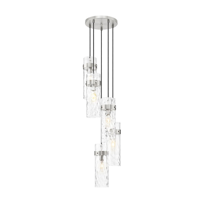 Z-Lite Fontaine 5 Light 14.5" Chandelier, Brushed Nickel/Clear Water