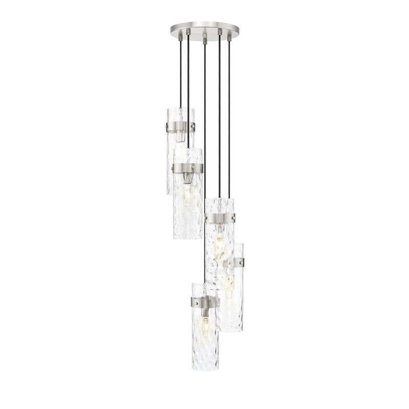 Z-Lite Fontaine 5Lt 14.5" Chandelier, Brushed Nickel/Clear Water