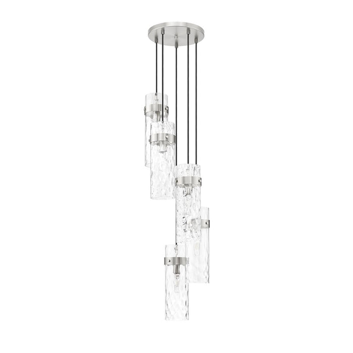 Z-Lite Fontaine 5 Light 14.5" Chandelier, Brushed Nickel/Clear Water