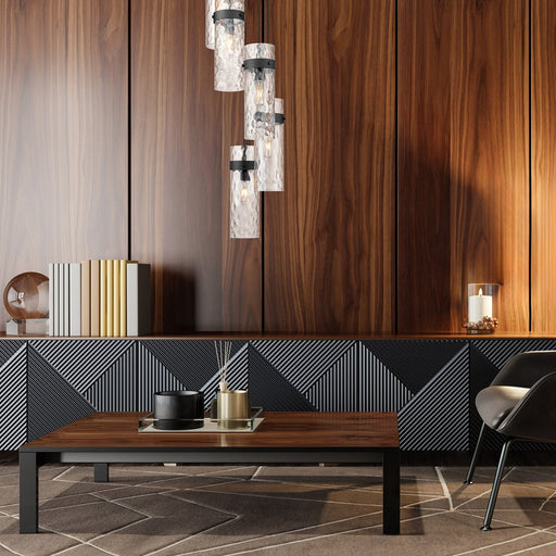 Z-Lite Fontaine 5 Light 14.5" Chandelier, Matte Black/Clear Water