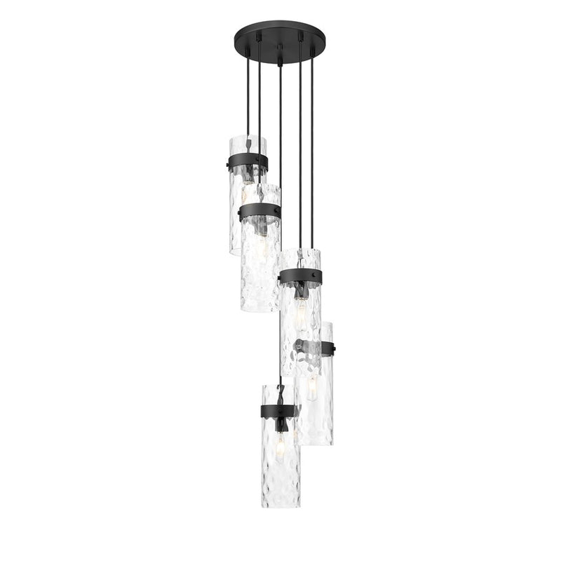 Z-Lite Fontaine 5 Light 14.5" Chandelier, Matte Black/Clear Water