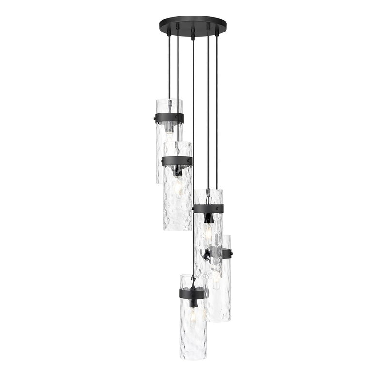 Z-Lite Fontaine 5 Light 14.5" Chandelier, Matte Black/Clear Water