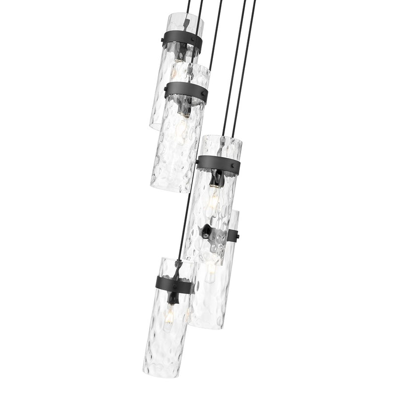 Z-Lite Fontaine 5 Light 14.5" Chandelier, Matte Black/Clear Water