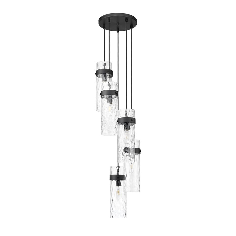 Z-Lite Fontaine 5 Light 14.5" Chandelier, Matte Black/Clear Water