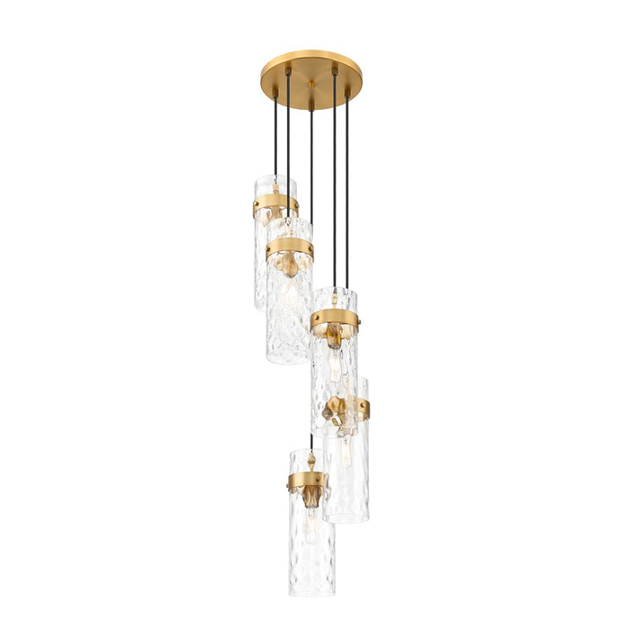 Z-Lite Fontaine 5Lt 14.5" Chandelier, Rubbed Brass/Clear Water - 7002P5-5R-RB