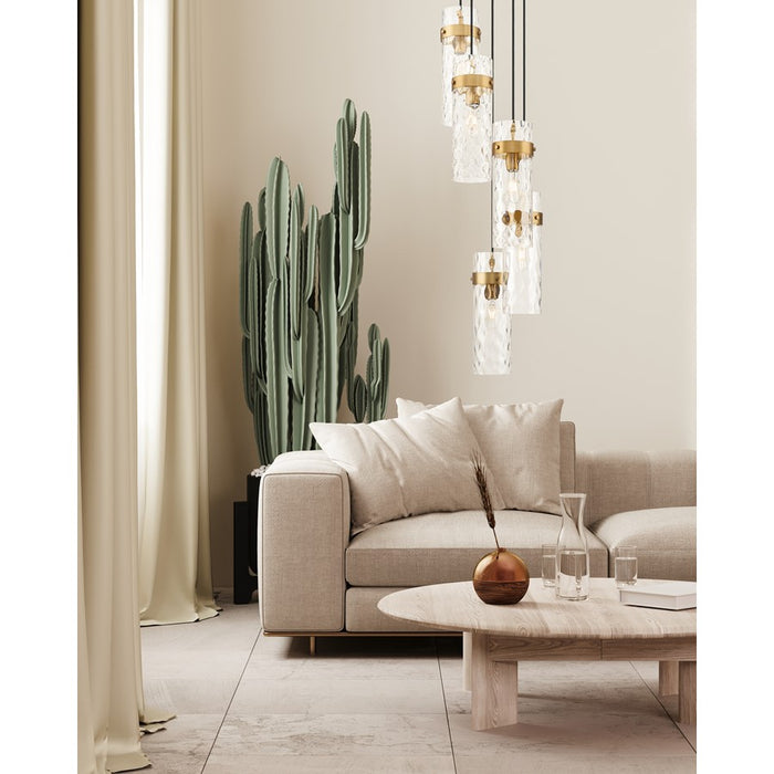 Z-Lite Fontaine 5 Light 14.5" Chandelier, Rubbed Brass/Clear Water