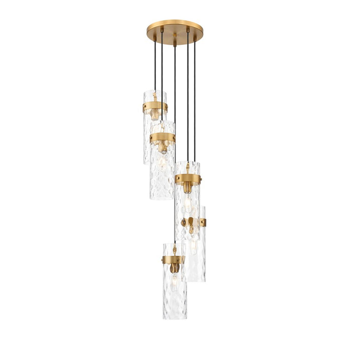 Z-Lite Fontaine 5 Light 14.5" Chandelier, Rubbed Brass/Clear Water