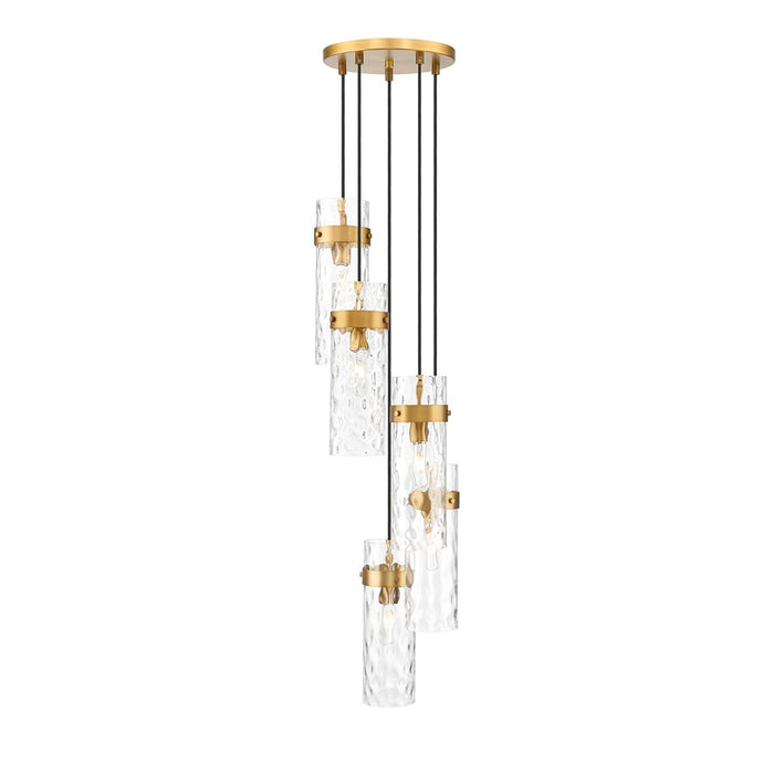 Z-Lite Fontaine 5 Light 14.5" Chandelier, Rubbed Brass/Clear Water
