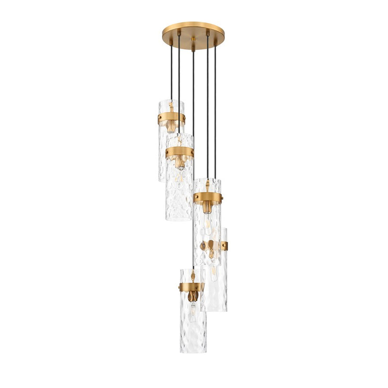Z-Lite Fontaine 5 Light 14.5" Chandelier, Rubbed Brass/Clear Water