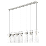 Z-Lite Fontaine 7 Light 56.75" Linear Chandelier, Nickel/Clear Water - 7002P5-7L-BN