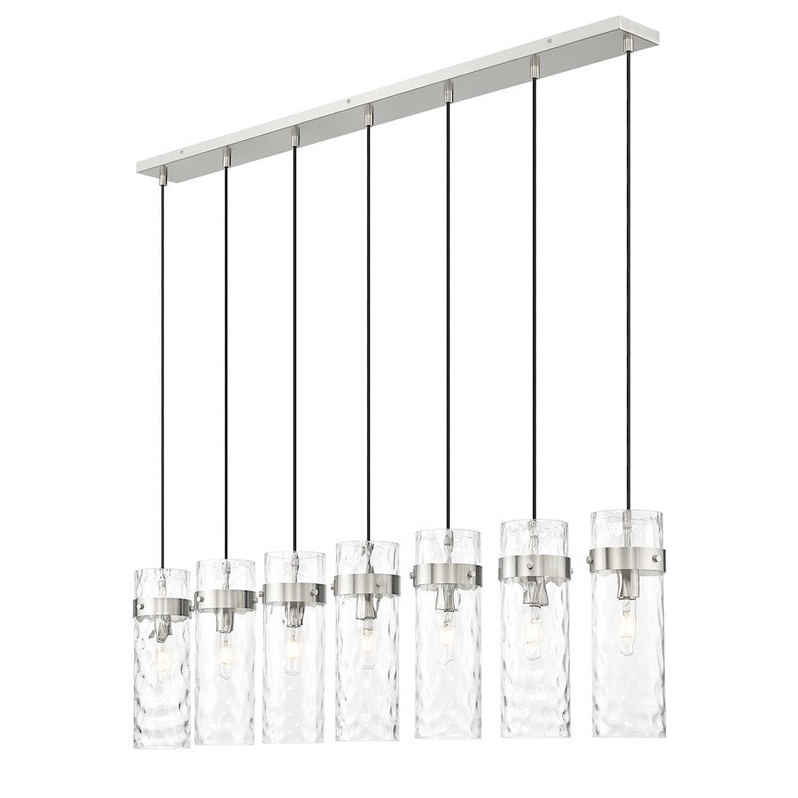 Z-Lite Fontaine 7 Light 56.75" Linear Chandelier, Nickel/Clear Water - 7002P5-7L-BN