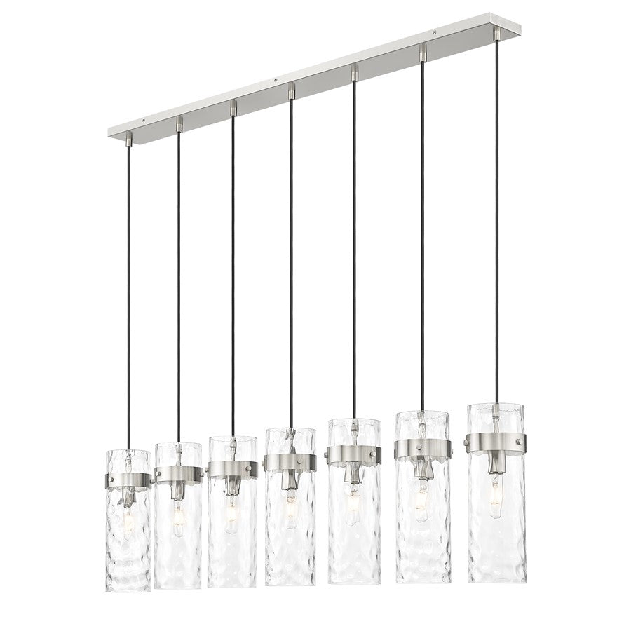 Z-Lite Fontaine 7Lt 56.75" Linear Chandelier, Nickel/Clear Water - 7002P5-7L-BN