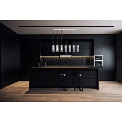 Z-Lite Fontaine 7Lt 56.75" Linear Chandelier, Nickel/Clear Water