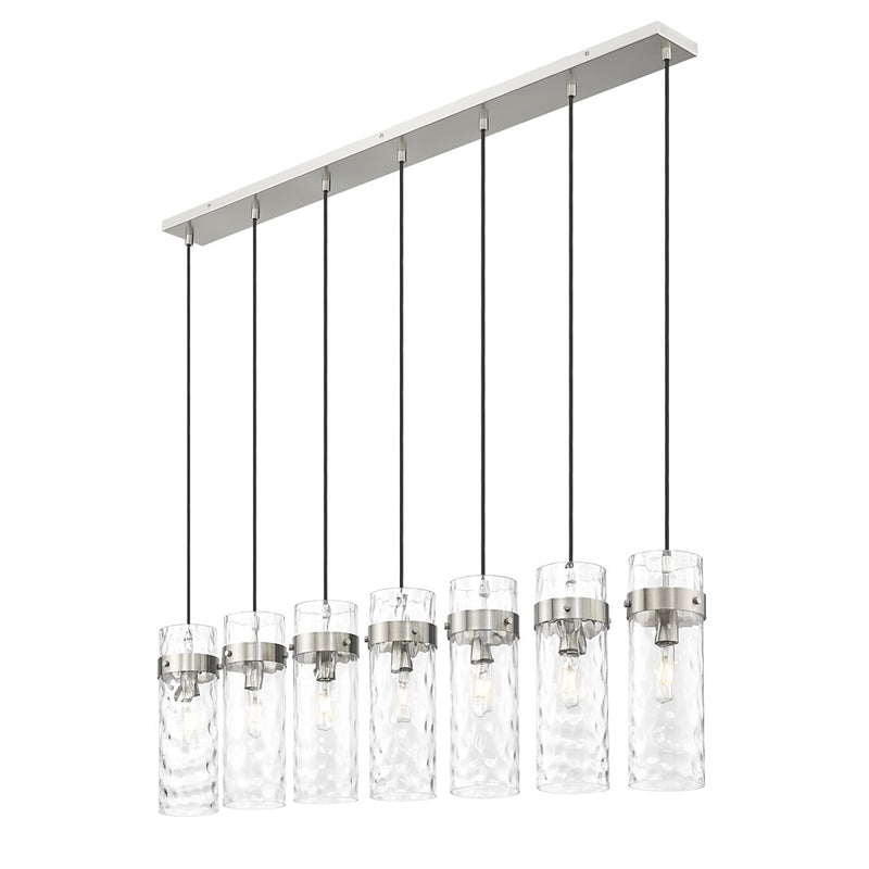 Z-Lite Fontaine 7Lt 56.75" Linear Chandelier, Nickel/Clear Water